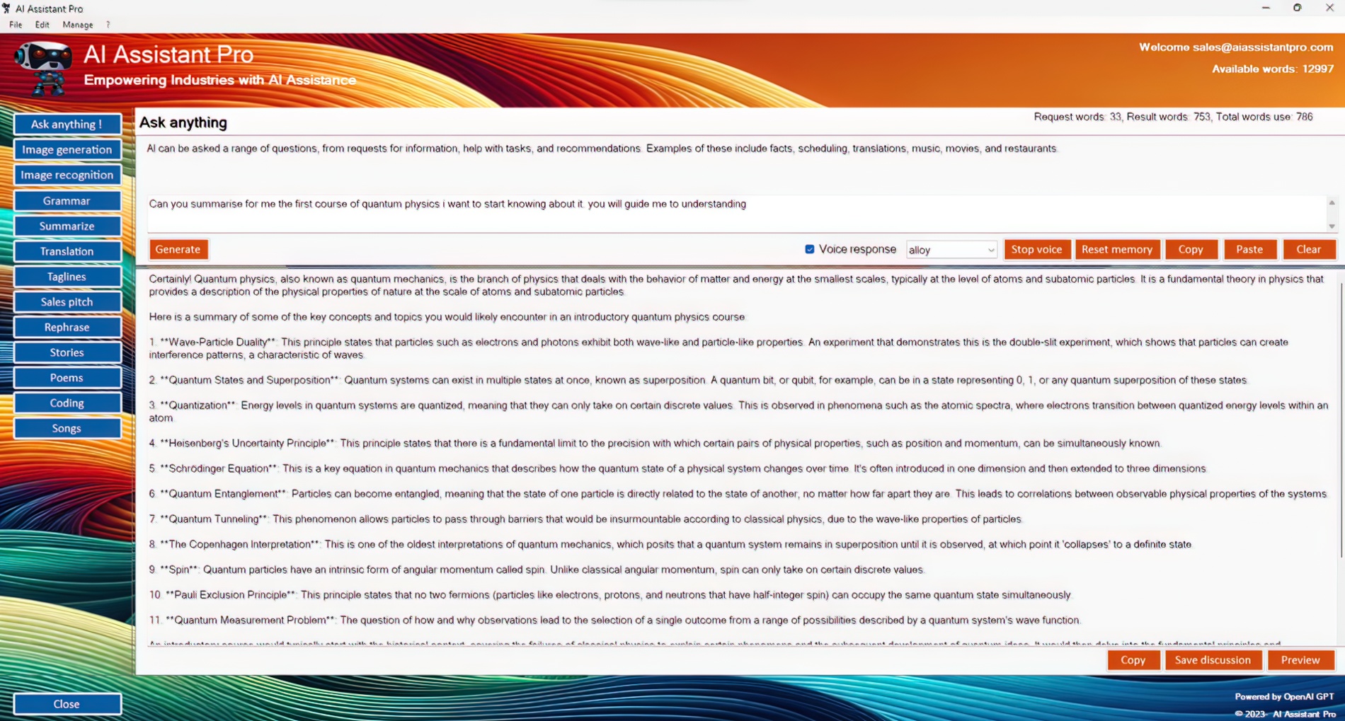 screenshot of AI Assistant Pro
